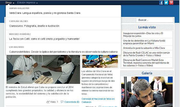Acceso a blogs desde página digital de Vanguardia.