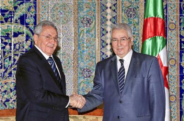 Encuentro de Raúl Castro con Adelkader Bensalah.