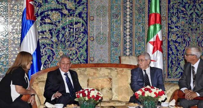 Encuentro entre Raúl y el Presidente del Consejo de la Nación, Adelkader Bensalah.