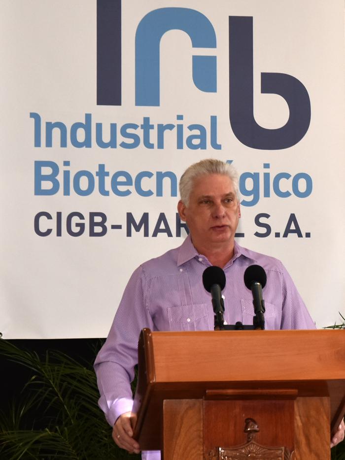 Presidente cubano, Miguel Díaz-Canel Bermúdez, pronuncia discurso de inauguración del CIGB Mariel S.A. Presidente cubano, Miguel Díaz-Canel Bermúdez, pronuncia discurso de inauguración del CIGB Mariel S.A.