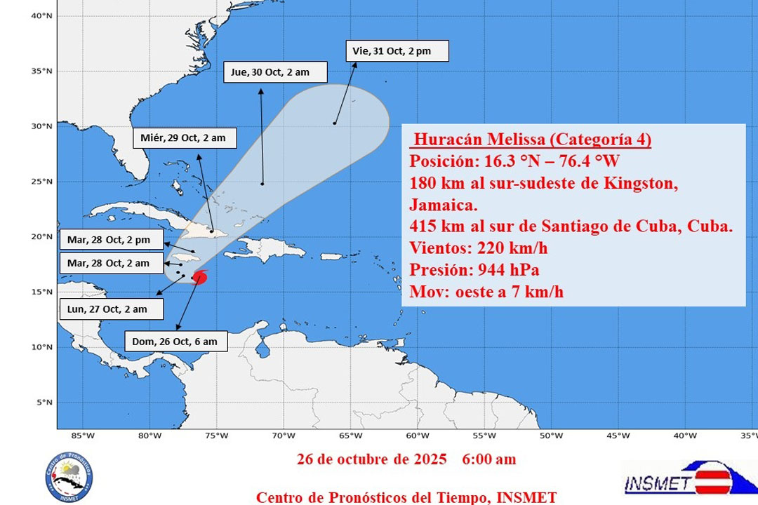 Parte  12 sobe huracán Melisa