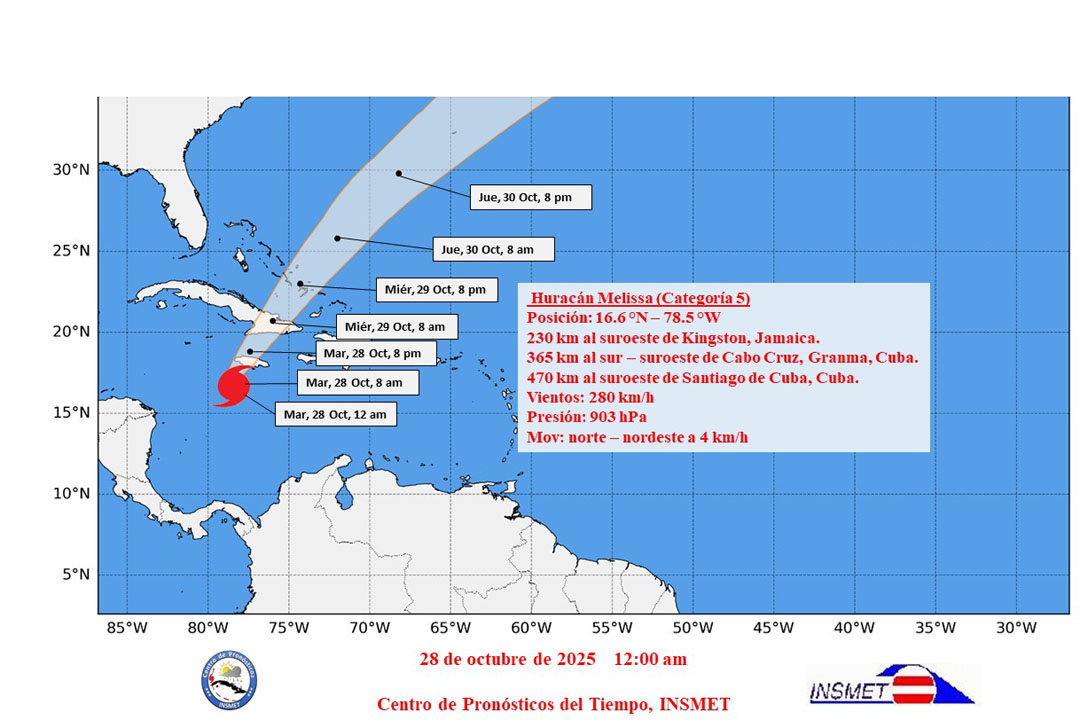 Parte  18 sobe huracán Melisa