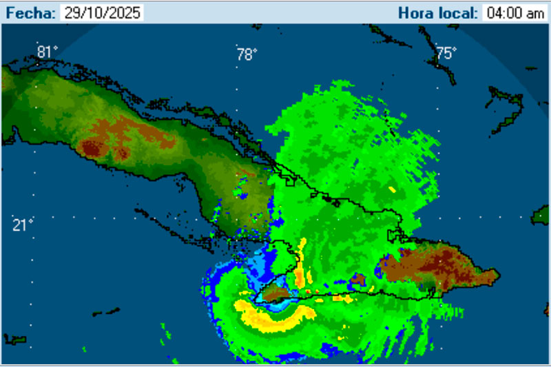Imagen del radar de Pilón, captada a las 4:00 a. m.