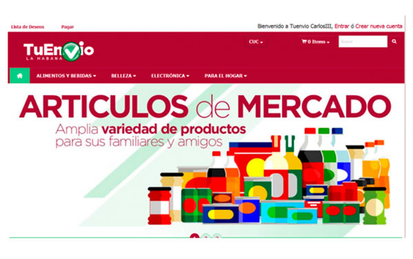 Sitio Tu Envío, de comercio electrónico en Cuba.