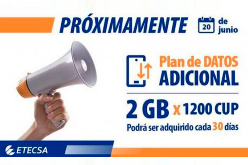 Anuncio de Plan Adicional de datos por Etecsa.