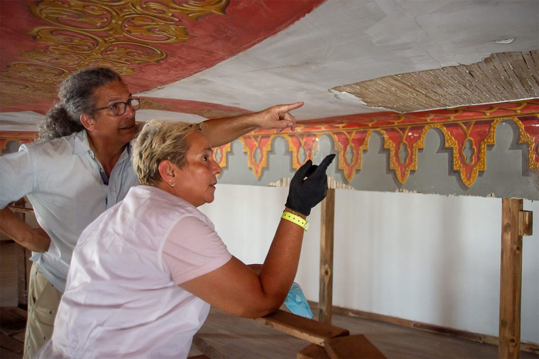 Labores de restauración del teatro La Caridad, de Santa Clara.