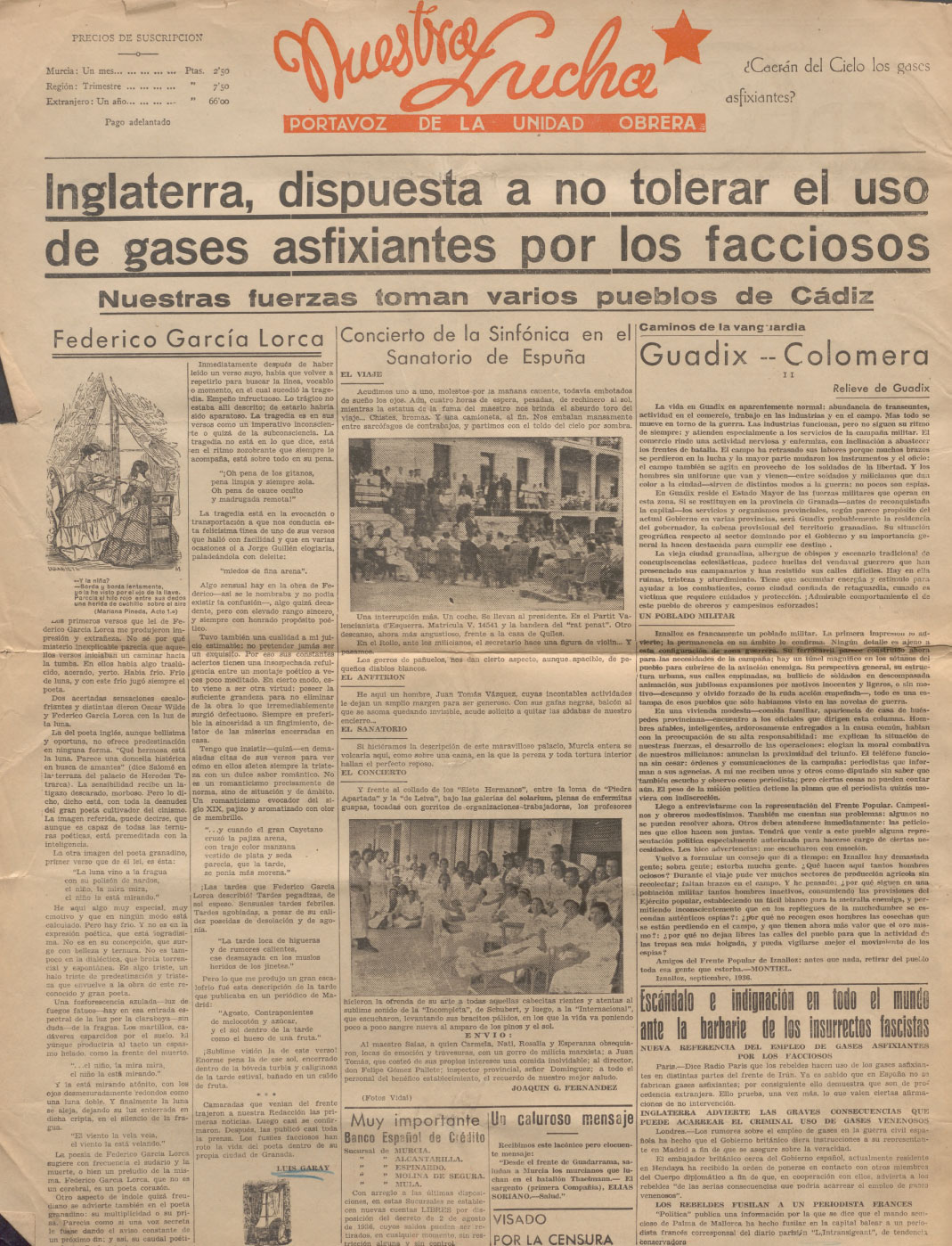 Información sobre la muerte de Federico García Lorca.