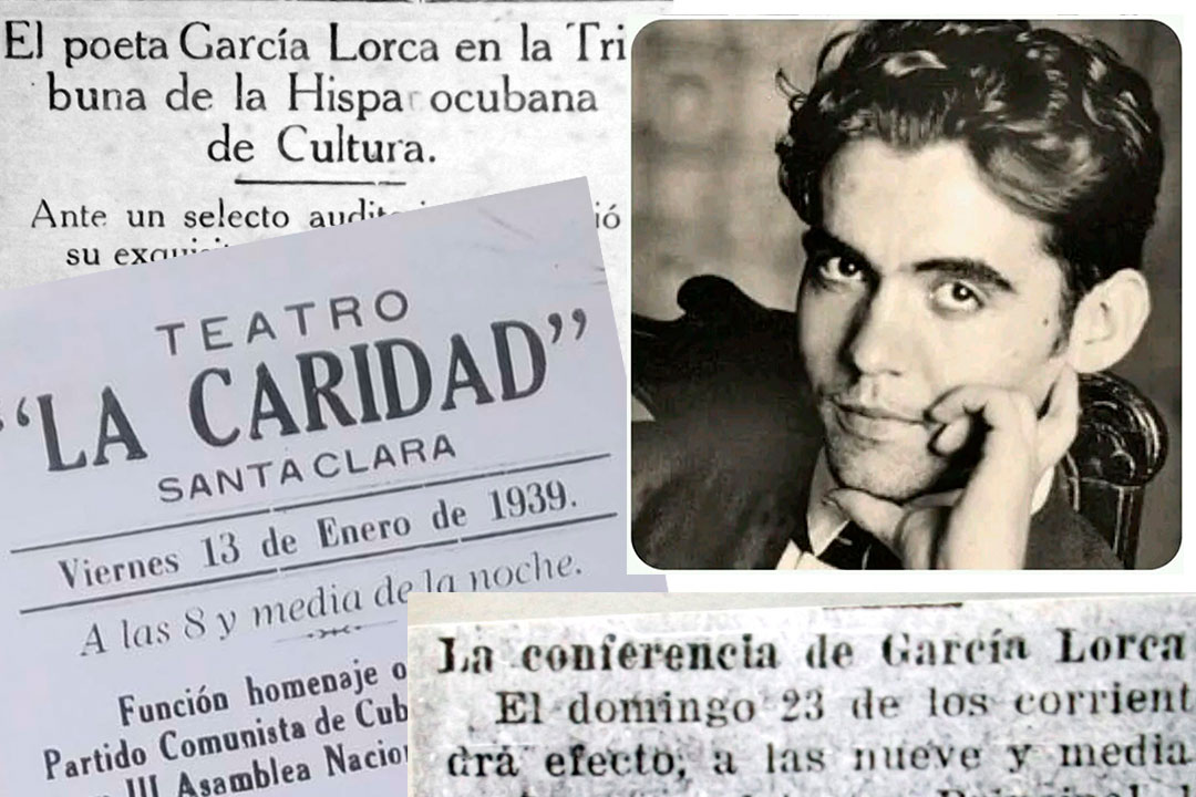 Foto de García Lorca e informaciones sobre su visita a Cuba.