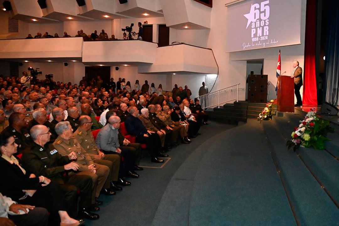 Acto nacional por el aniversario 65 de la PNR, presidido por el primer secretario del CCPCC, Miguel Díaz-Canel Bermúdez.