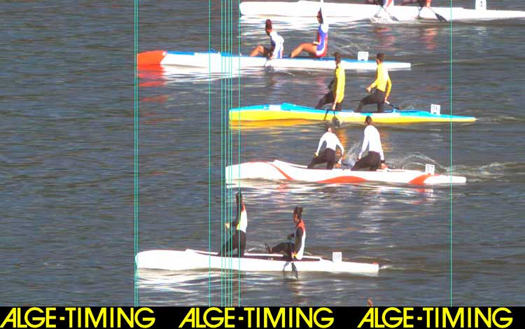 Photo finish de la final de C2 a 200 m para mujeres en el mundial de Copenhague 2021. Photo finish de la final de C2 a 200 m para mujeres en el mundial de Copenhague 2021.