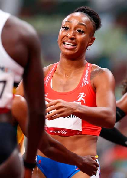 Jasmine Camacho-Quinn, corredora de Puerto Rico, récord olímpico en los 400 m con vallas. Jasmine Camacho-Quinn, corredora de Puerto Rico, récord olímpico en los 400 m con vallas.