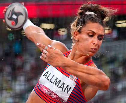 Valerie Allman, campeona de lanzamiento del disco en Tokio 2020. Valerie Allman, campeona de lanzamiento del disco en Tokio 2020.