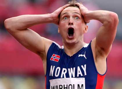 Karsten Warholm, récord mundial en los 400 m con vallas en Tokio 2020. Karsten Warholm, récord mundial en los 400 m con vallas en Tokio 2020.