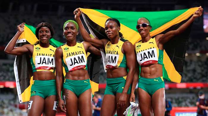 Jamaica, medalla de bronce en el relevo femenino 4x400 m en Tokio 2020. Jamaica, medalla de bronce en el relevo femenino 4x400 m en Tokio 2020.