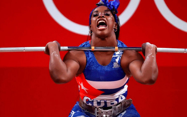 Marina Rodríguez, pesista cubana, ocupante del octavo lugar en los 64 kg de Tokio 2020. Marina Rodríguez, pesista cubana, ocupante del octavo lugar en los 64 kg de Tokio 2020.