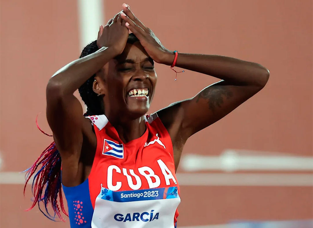 Yunisleidy de la Caridad García Abreu, oro en 100 m en Santiago de Chile 2023.