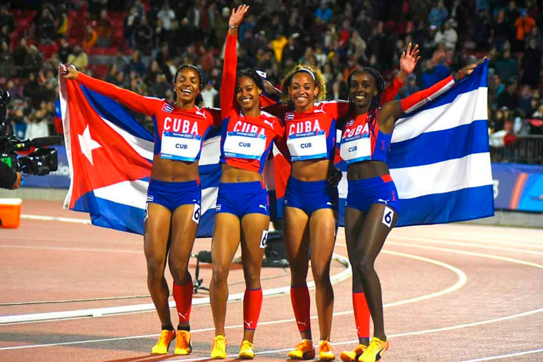 Posta 4x100 de Cuba, oro en Santiago de Chile 2023.