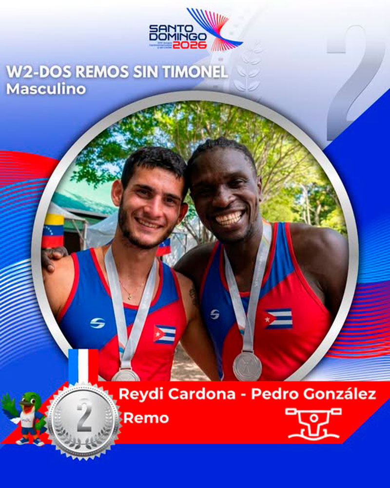 Pedro González y Reydi Cardona, plata en dos remos sin timonel.