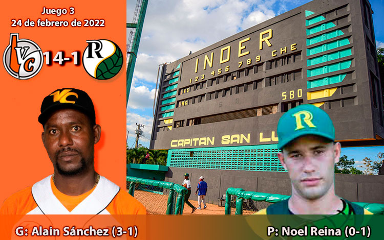 Alain Sánchez y Noel Reina, ganador y perdedor del tercer juego entre Villa Clara y Pinar del Río. Alain Sánchez y Noel Reina, ganador y perdedor del tercer juego entre Villa Clara y Pinar del Río.