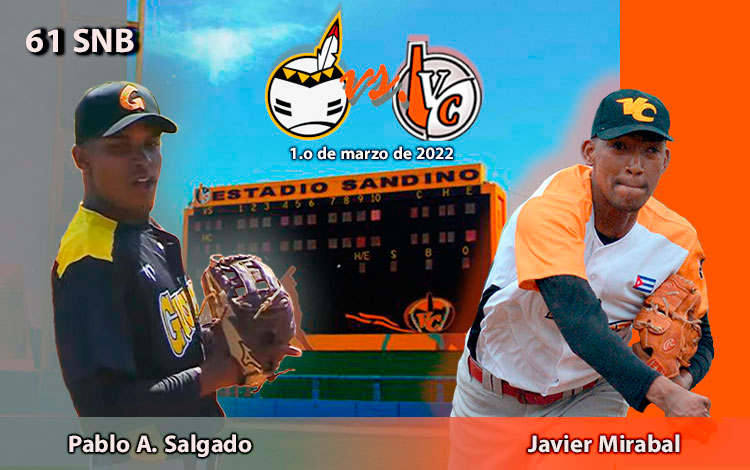 Javier Mirabal y Pablo Aníbal Salgado, abridores del juego entre Villa Clara y Guantánamo, el 1,o de marzo de 2022. Javier Mirabal y Pablo Aníbal Salgado, abridores del juego entre Villa Clara y Guantánamo, el 1,o de marzo de 2022.