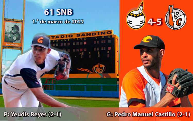 Pedro Manuel Castillo y Yeudis Reyes, ganador y perdedor del juego de Villa Clara contra Guantánamo el 1.o de marzo de 2022. Pedro Manuel Castillo y Yeudis Reyes, ganador y perdedor del juego de Villa Clara contra Guantánamo el 1.o de marzo de 2022.