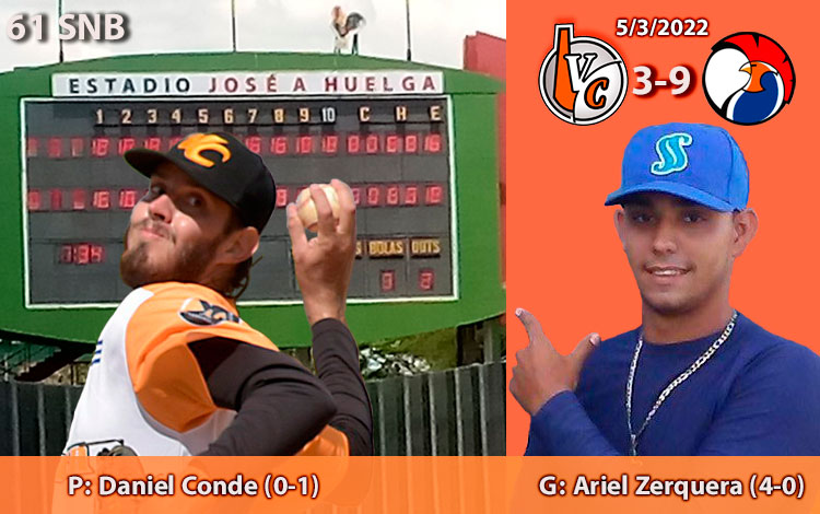 Daniel Conde, perdedor, y Ariel Zerquera, ganador del primer juego de Villa Clara y Sancti Spíritus en la 61 Serie Nacional de Béisbol. Daniel Conde, perdedor, y Ariel Zerquera, ganador del primer juego de Villa Clara y Sancti Spíritus en la 61 Serie Nacional de Béisbol.