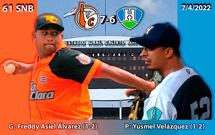 Freddy Asiel ílvarez (ganador) y Yusmel Velázquez (perdedor), abridores del quinto juego entre Villa Clara y Holguín.