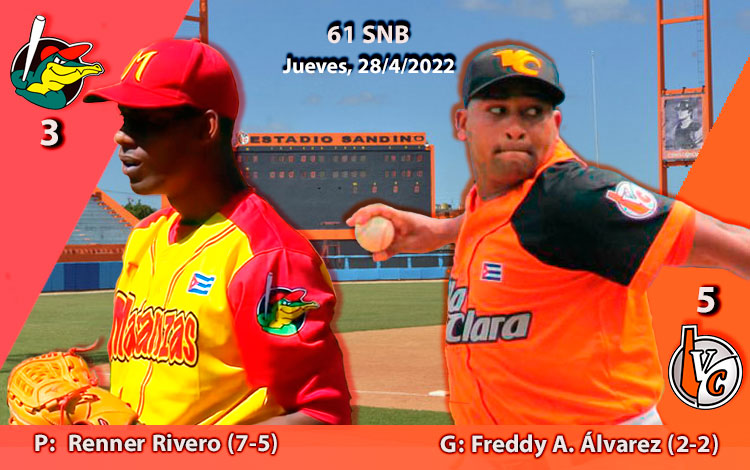 Freddy Asiel ílvarez y Renner Rivero, abridores por Villa Clara y Matanzas, respectivamente, en el quinto juego. Freddy Asiel ílvarez y Renner Rivero, abridores por Villa Clara y Matanzas, respectivamente, en el quinto juego.
