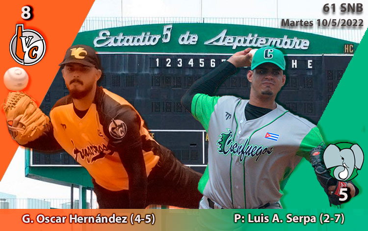 Oscar Hernández (ganador) y Luis Serpa (perdedor) en el cuarto juego entre Villa Clara y Cienfuegos. Oscar Hernández (ganador) y Luis Serpa (perdedor) en el cuarto juego entre Villa Clara y Cienfuegos.
