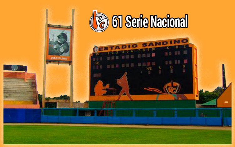Estadio Sandino y logo del equipo Villa Clara de béisbol.
