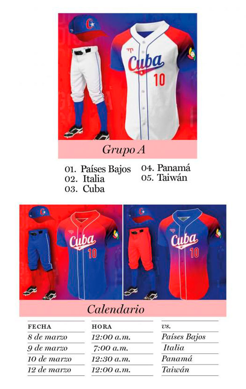 Grupo A del V Clásico Mundial de Béisbol y calendario de Cuba.