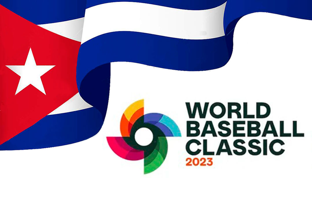 Logo del V Clásico Mundial de Béisbol y bandera cubana.