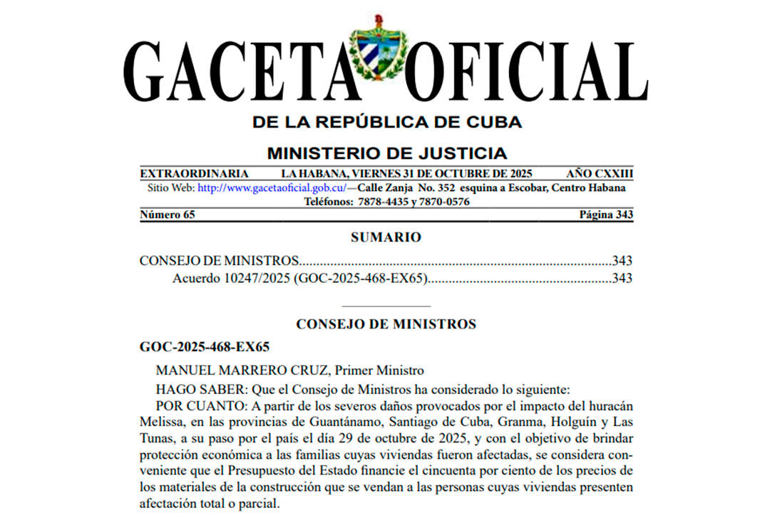 Gaceta Oficial extraordinaria del 31 de octubre de 2025.