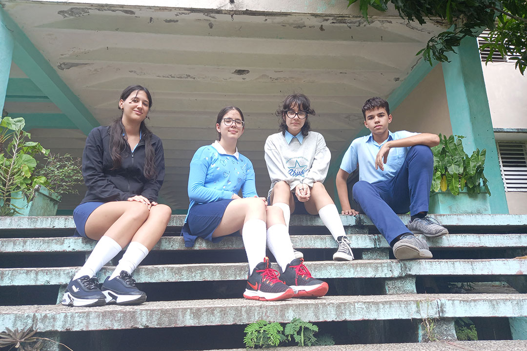 Estudiantes del Centro de Entrenamiento provincial de Villa Clara, radicado en n el Instituto Preuniversitario de Ciencias Exactas (IPVCE) Ernesto Guevara.