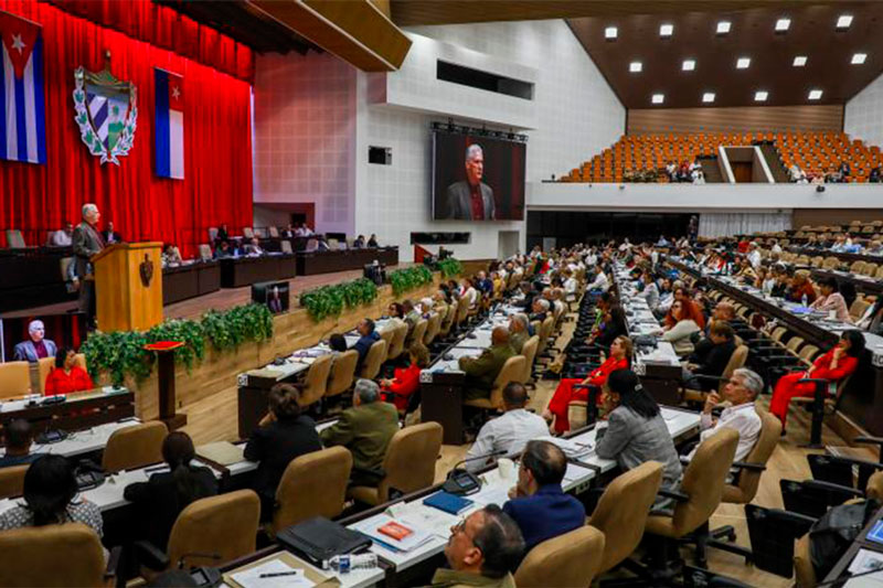 Intervención del presidente cubano, Miguel Díaz-Canel, en la sesión ordinaria del Parlamento cubano.