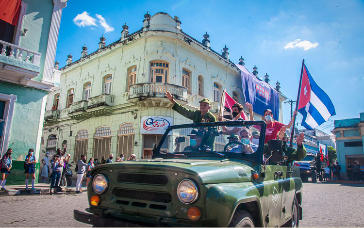 Llegada de la Caravana de la Libertad a Santa Clara, el 6 de enero de 2022.