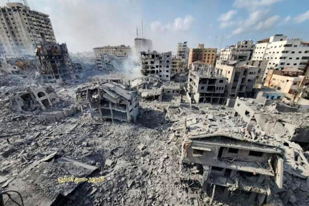 Destrucción tras bombardeos de Israel contra Gaza.