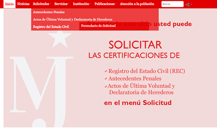 Solicitudes online de documentos del Registro del Estado Civil en Cuba.