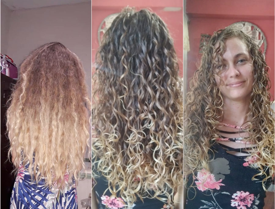 Evolución de un cabello rizado anteriormente laciado.