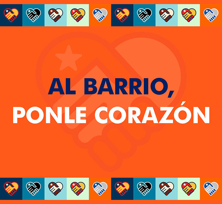 Cartel de los Comités de Defensa de la Revolución con el lema Al barrio ponle corazón.