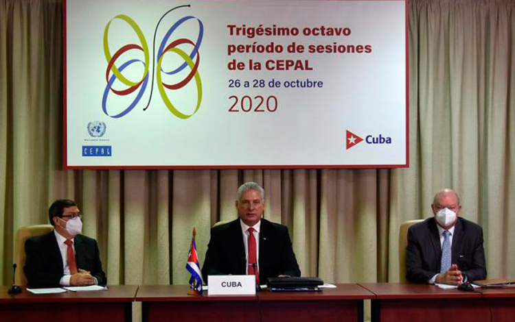Presidente de Cuba, Miguel Díaz-Canel, interviene en el 38 periodo de sesiones de la Comisión Económica para América Latina y el Caribe de las Naciones Unidas (Cepal).