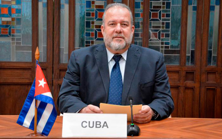 Manuel Marrero Cruz, primer ministro de Cuba, interviene en la Reunión del Consejo Euroasiático. 