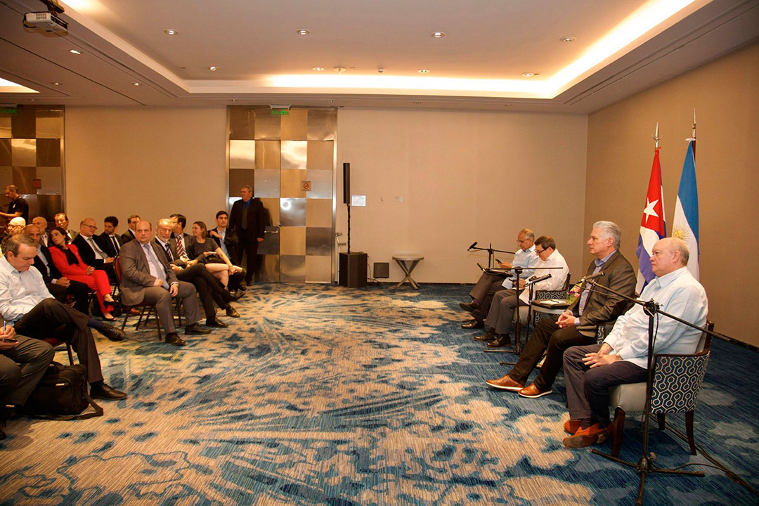 Encuentro del presidente cubano, Miguel Díaz-Canel Bermúdez, con empresarios argentinos.