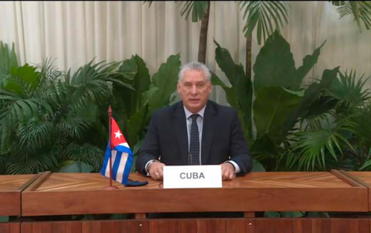 Intervención del presidente de Cuba, Miguel Díaz-Canel Bermúdez.