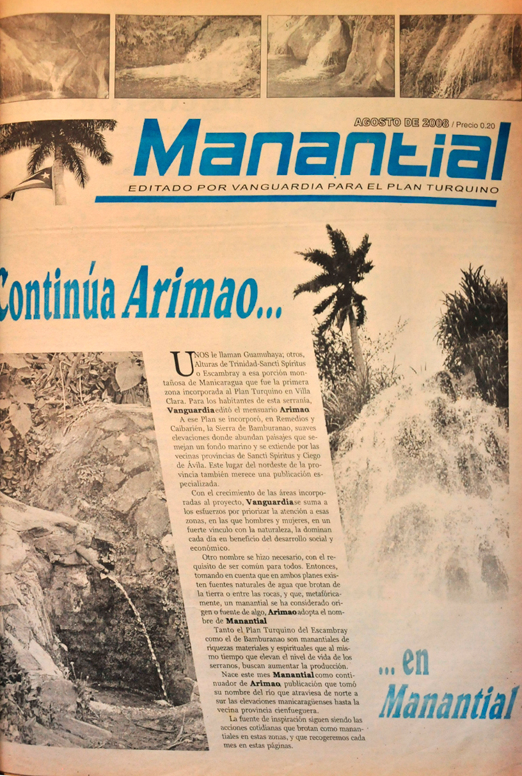 Manantial, suplemento del periódico Vanguardia. Manantial, suplemento del periódico Vanguardia.