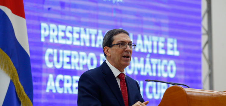 Presentación del canciller de Cuba, Bruno Rodríguez Parrilla, ante el Cuerpo Diplomático acreditado en la isla.