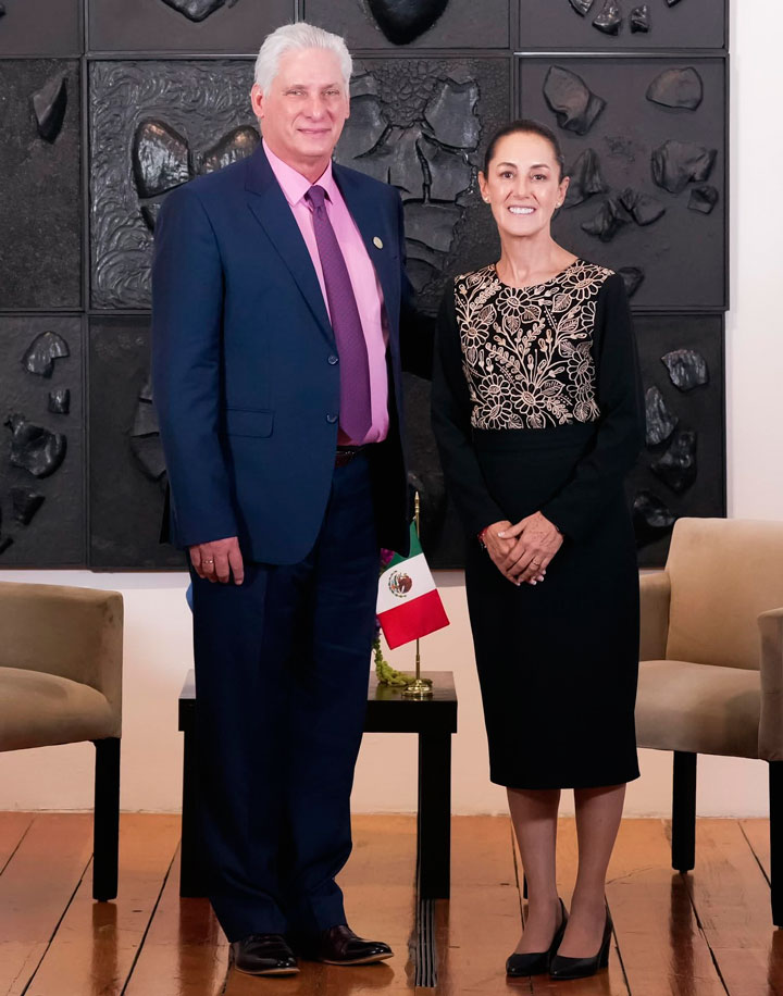 Presidentes de Cuba, Miguel Díaz-Canel, y de México, Claudia Sheinbaum.