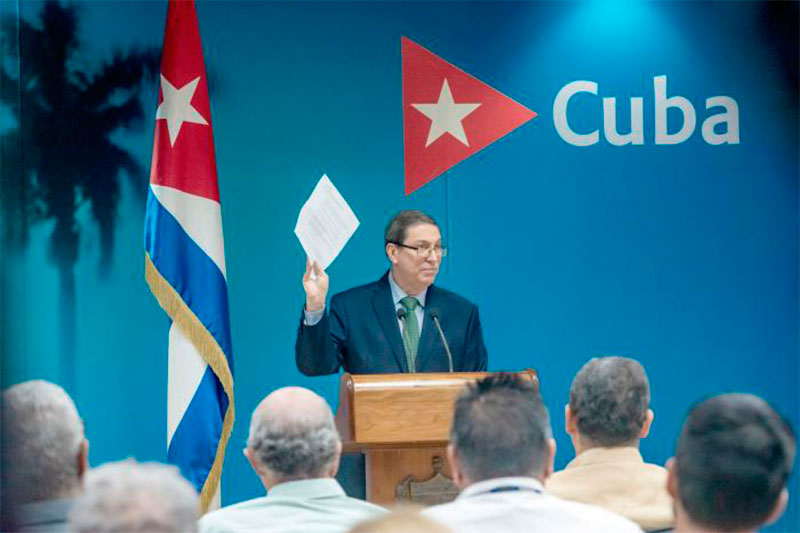 Canciller Bruno Rodríguez Parrilla ofrece declaraciones a la prensa.