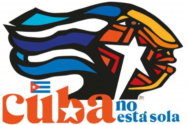 Cartel con mensaje de Cuba no está sola.