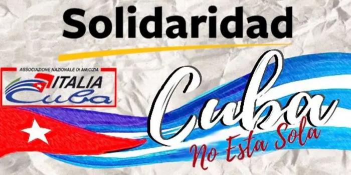 Cartel de solidaridad Cuba-Italia.